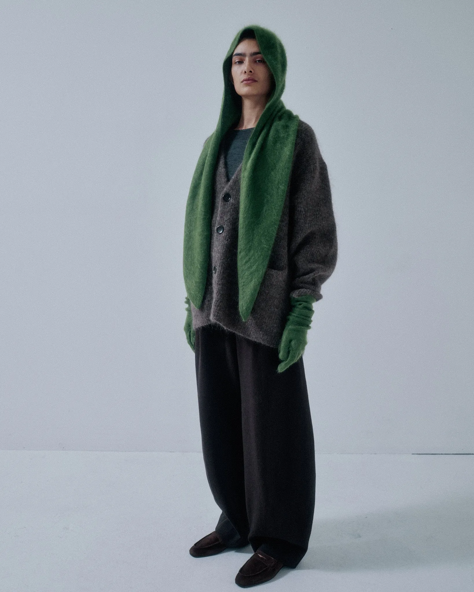 JP PRE HOODED CASHMERE SCARF IN CACTUS sold by Sayaka Davis product image thumbnail 2