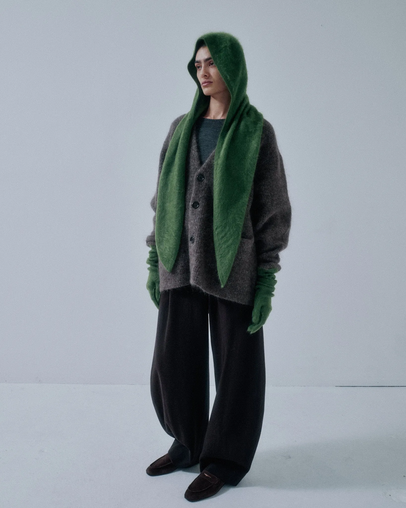 JP PRE HOODED CASHMERE SCARF IN CACTUS sold by Sayaka Davis product image thumbnail 3