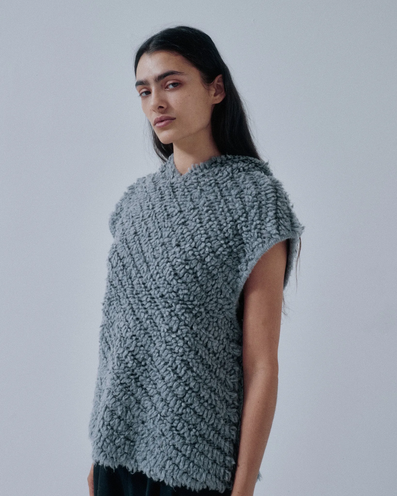 JP PRE PILE HOODIE VEST IN GRAY sold by Sayaka Davis product image thumbnail 2