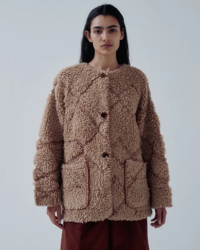 JP PRE PILE JACQUARD COAT IN GINGER made by Sayaka Davis