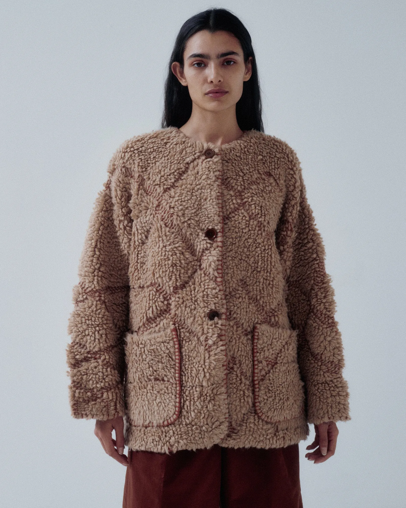 JP PRE PILE JACQUARD COAT IN GINGER sold by Sayaka Davis