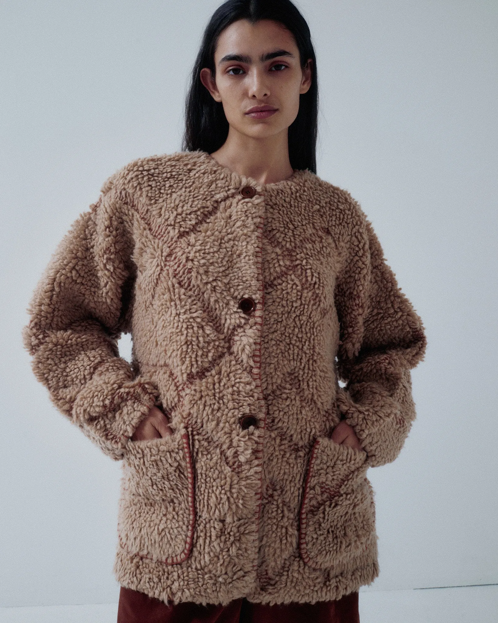 JP PRE PILE JACQUARD COAT IN GINGER sold by Sayaka Davis product image thumbnail 3