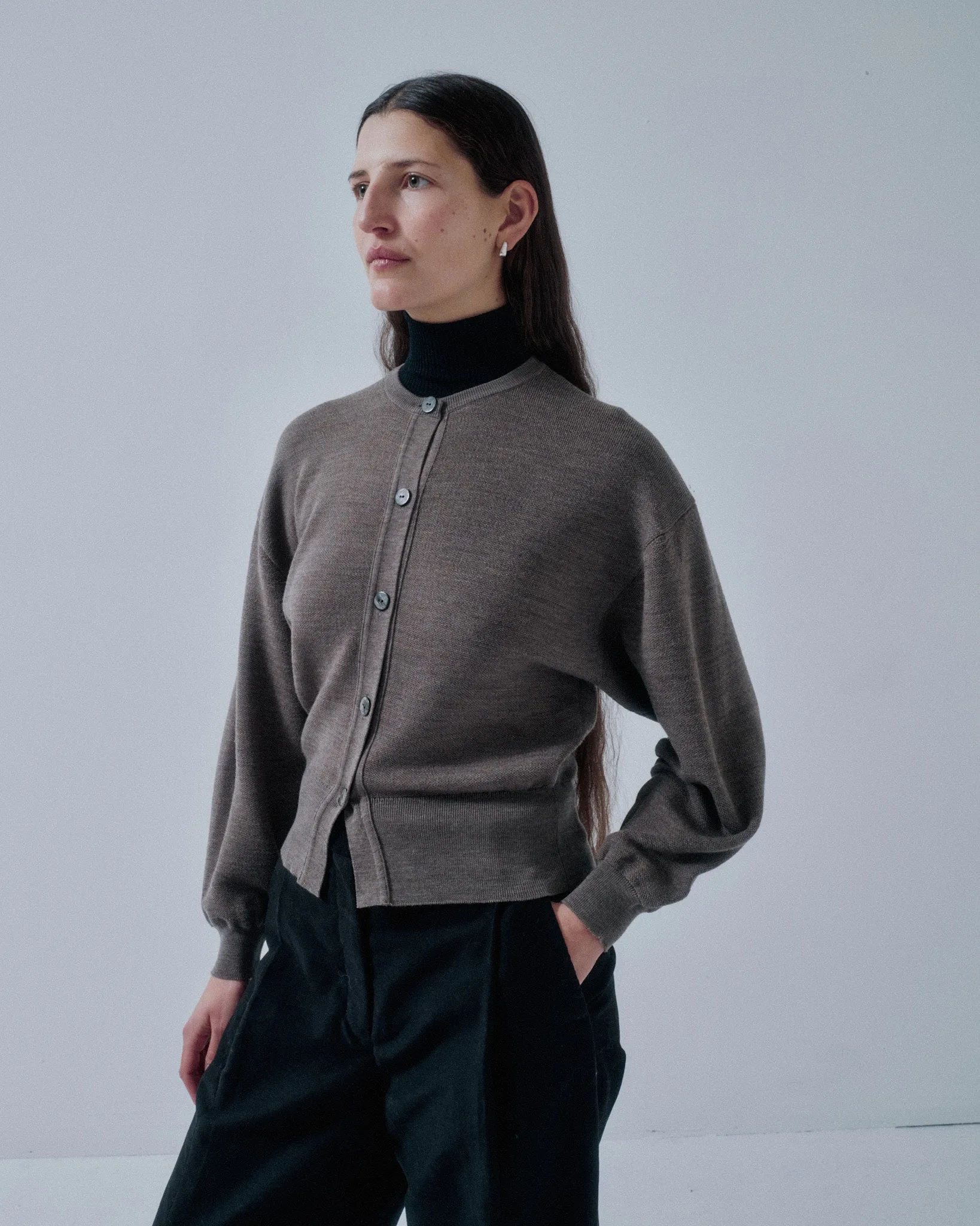 JP PRE CREWNECK CARDIGAN IN OATMEAL sold by Sayaka Davis product image thumbnail 5