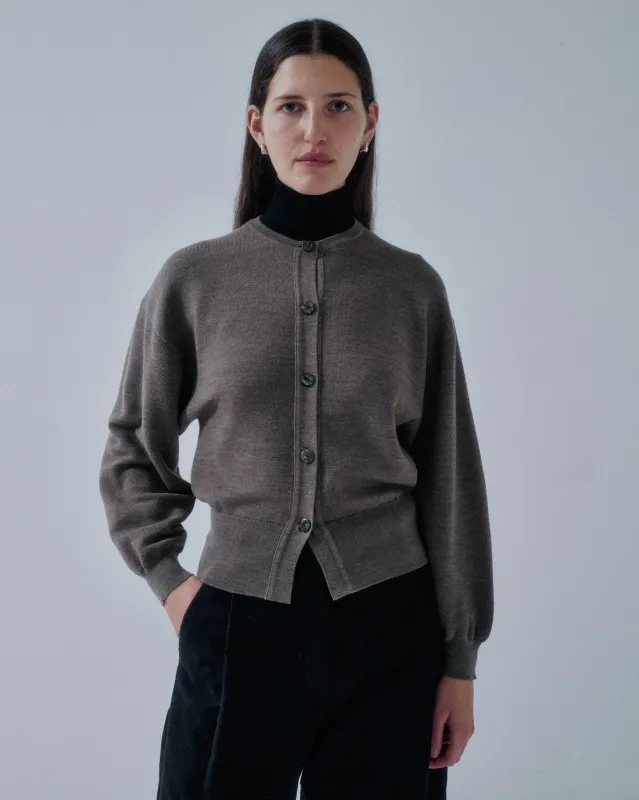 JP PRE CREWNECK CARDIGAN IN OATMEAL made by Sayaka Davis