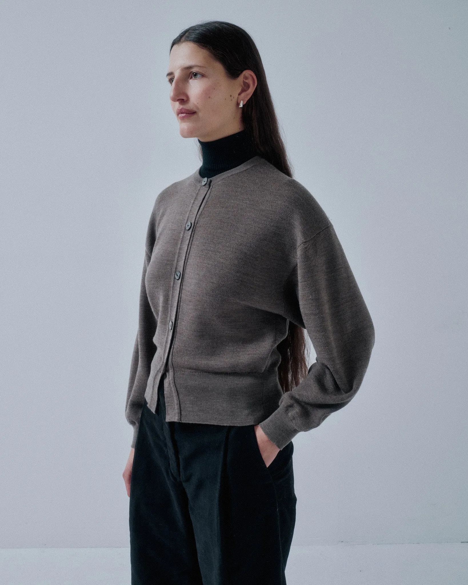 JP PRE CREWNECK CARDIGAN IN OATMEAL sold by Sayaka Davis product image thumbnail 4