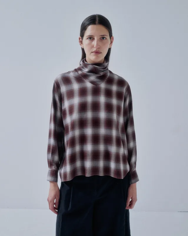 JP PRE COWL NECK BLOUSE IN PLAID made by Sayaka Davis