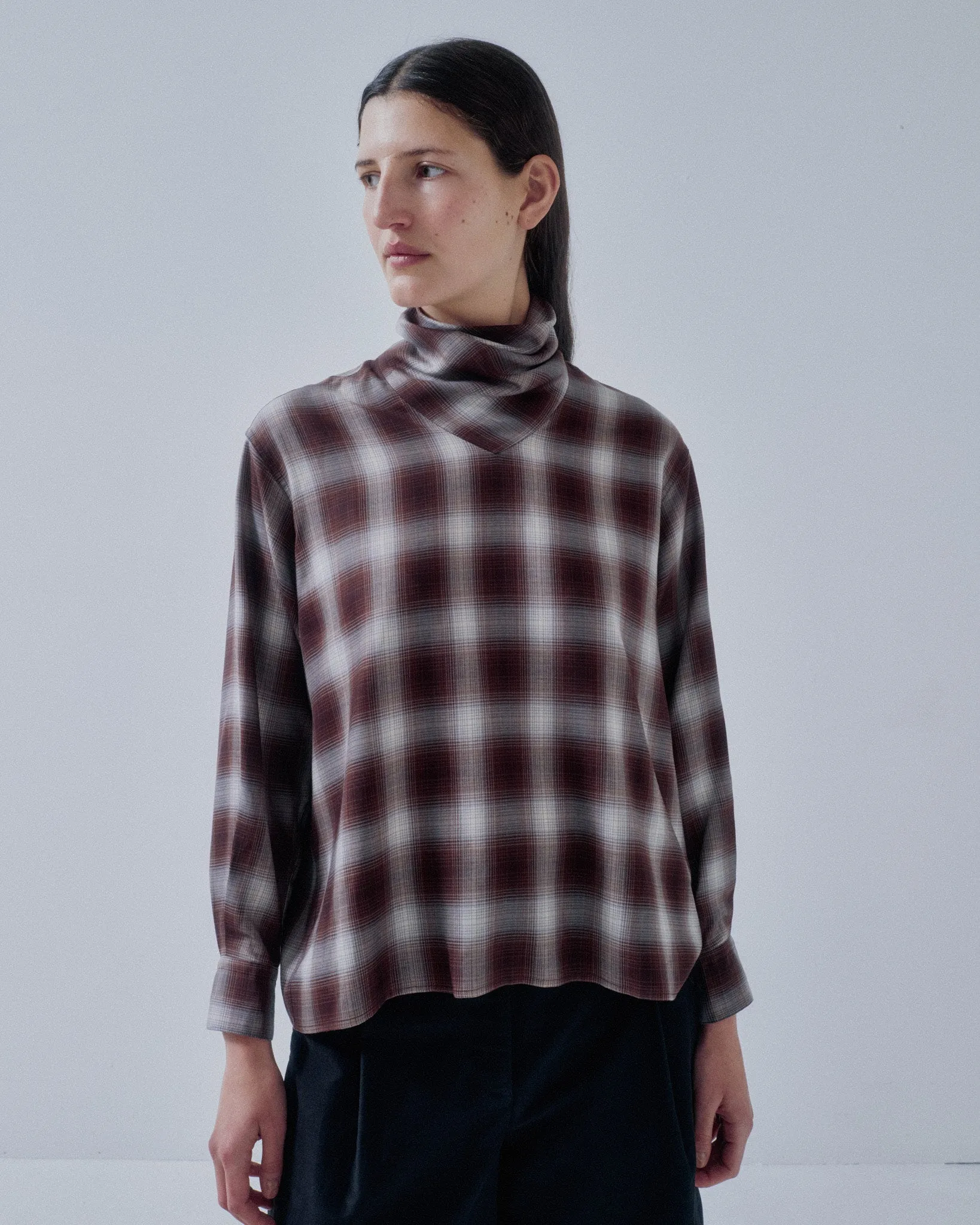 JP PRE COWL NECK BLOUSE IN PLAID sold by Sayaka Davis product image thumbnail 4