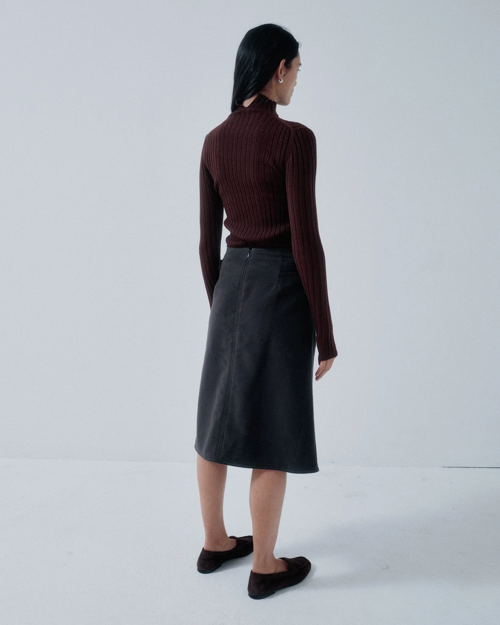JP PRE A-LINE SKIRT IN SMOKE BROWN sold by Sayaka Davis product image thumbnail 4