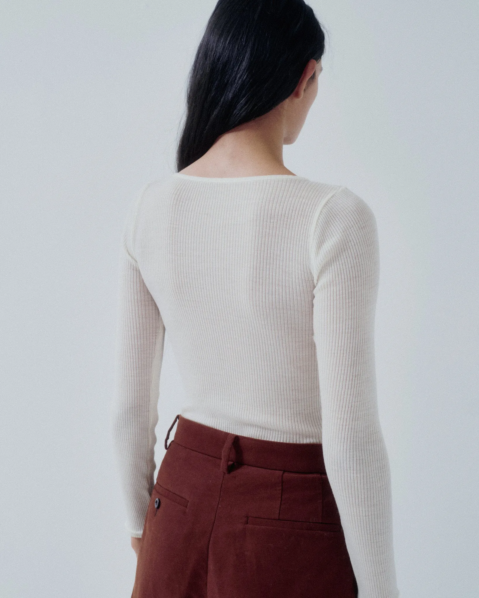 JP PRE CIRCULAR RIB CREWNECK IN OFF WHITE sold by Sayaka Davis product image thumbnail 4