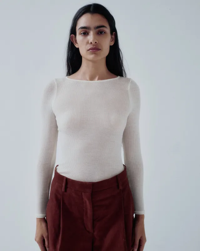 JP PRE CIRCULAR RIB CREWNECK IN OFF WHITE made by Sayaka Davis