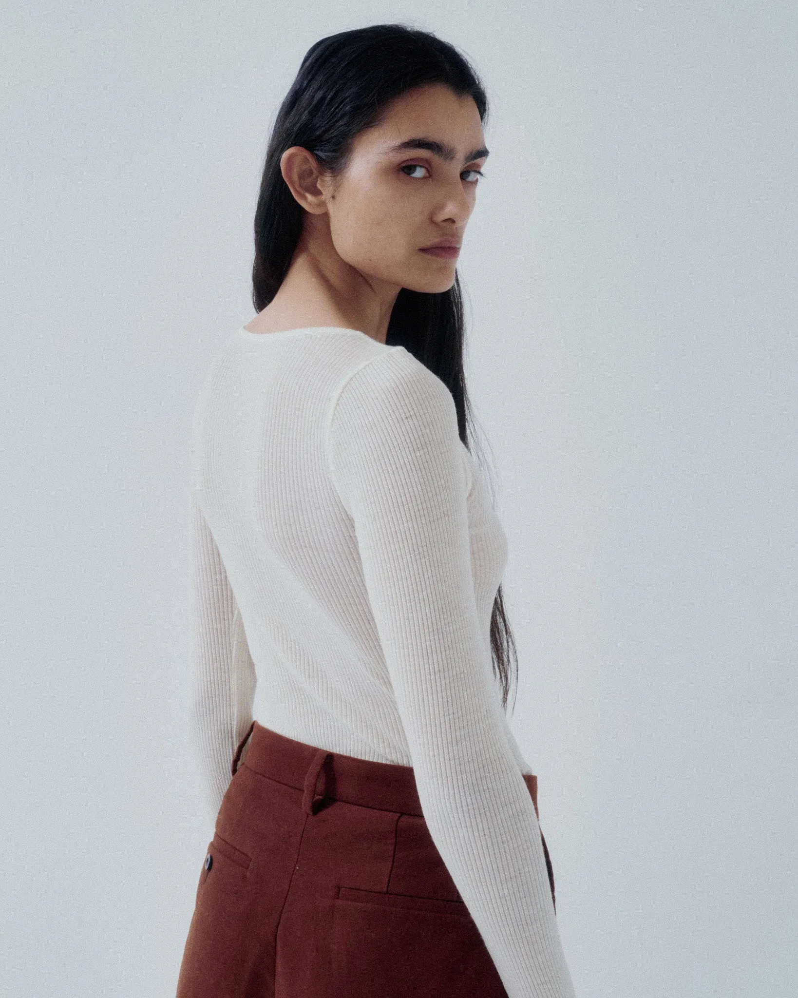 JP PRE CIRCULAR RIB CREWNECK IN OFF WHITE sold by Sayaka Davis product image thumbnail 5