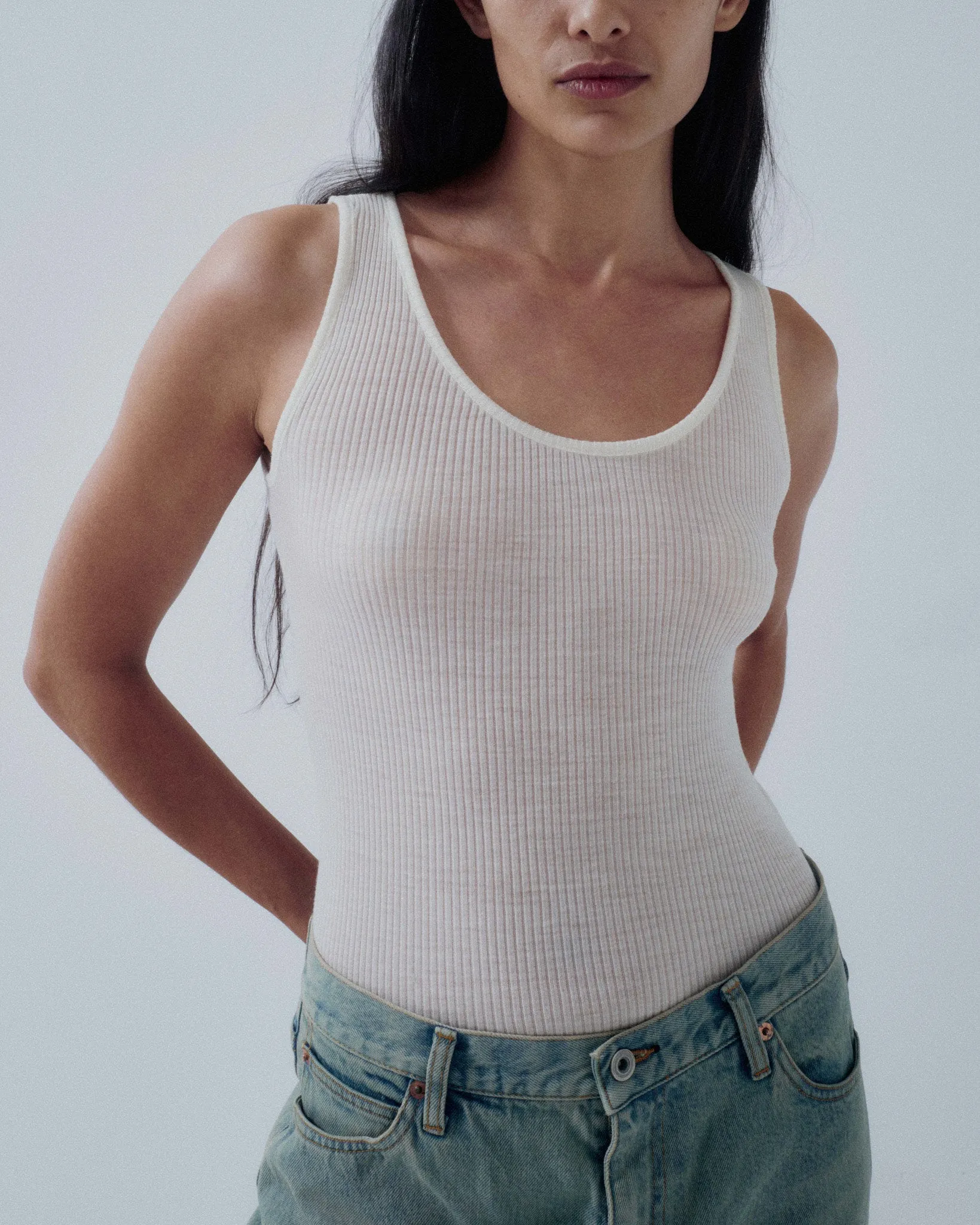 JP PRE CIRCULAR RIB TANK IN OFF WHITE sold by Sayaka Davis