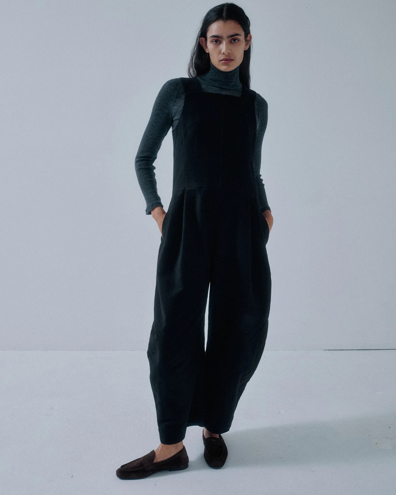 JP PRE CACAO LEG JUMPSUIT IN BLACK sold by Sayaka Davis