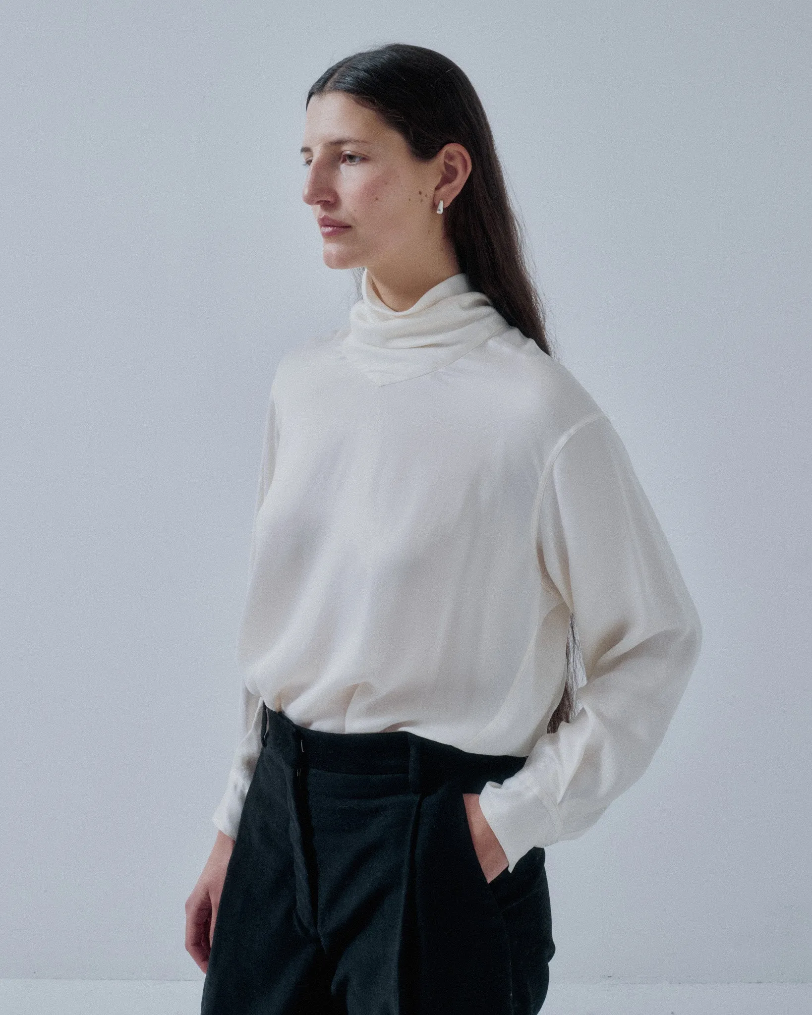 JP PRE COWL NECK BLOUSE IN OFF WHITE sold by Sayaka Davis product image thumbnail 3