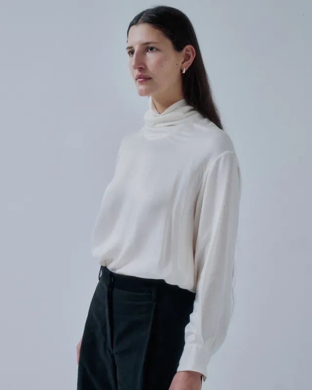 JP PRE COWL NECK BLOUSE IN OFF WHITE made by Sayaka Davis