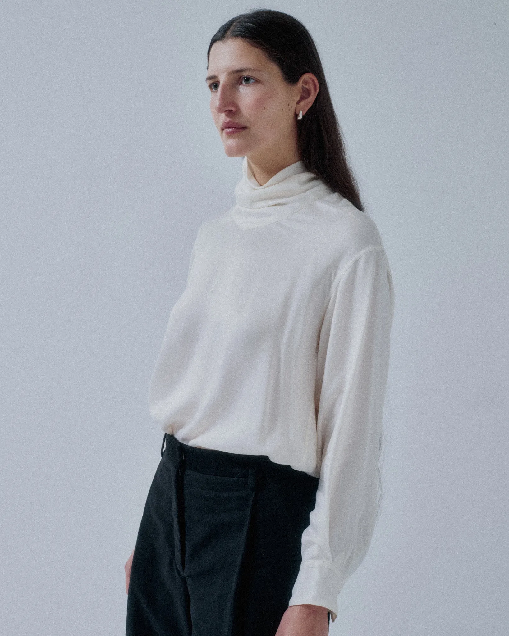 JP PRE COWL NECK BLOUSE IN OFF WHITE sold by Sayaka Davis