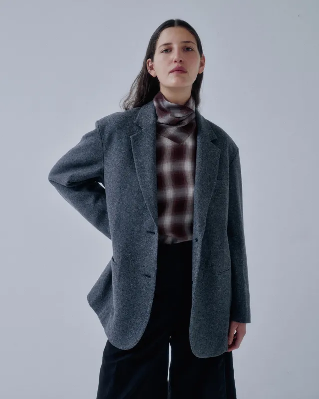 JP PRE TWO BUTTON BLAZER IN GRAY made by Sayaka Davis