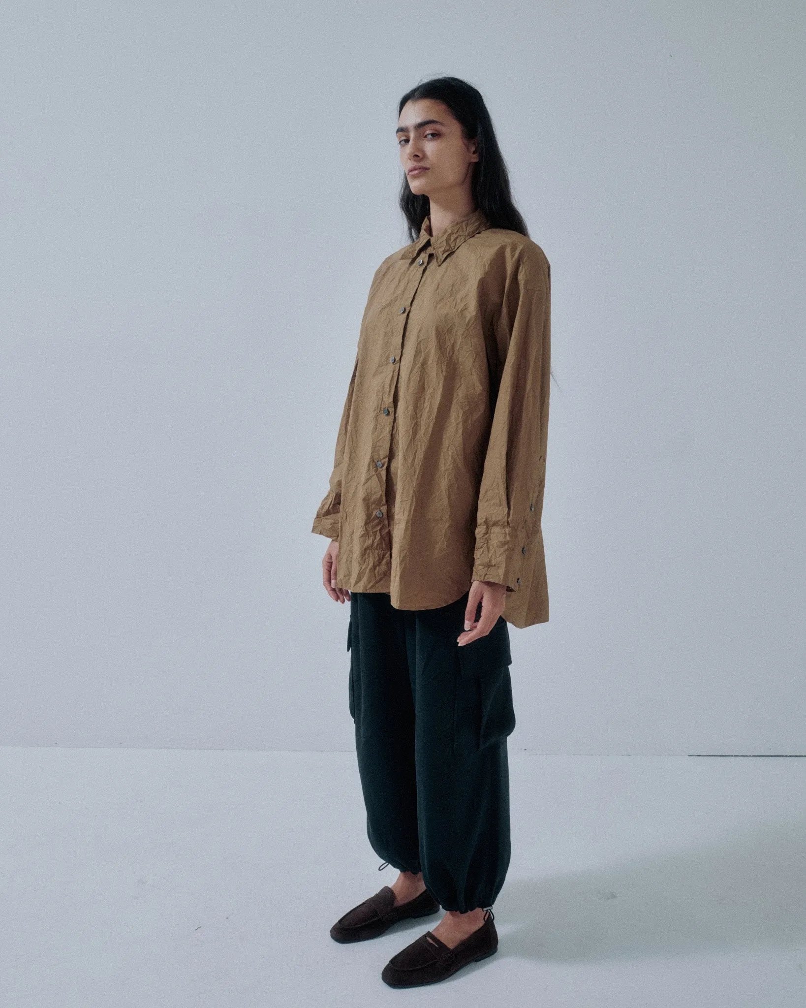 JP PRE CRINKLED OVERSIZED SHIRT IN WALNUT sold by Sayaka Davis product image thumbnail 5