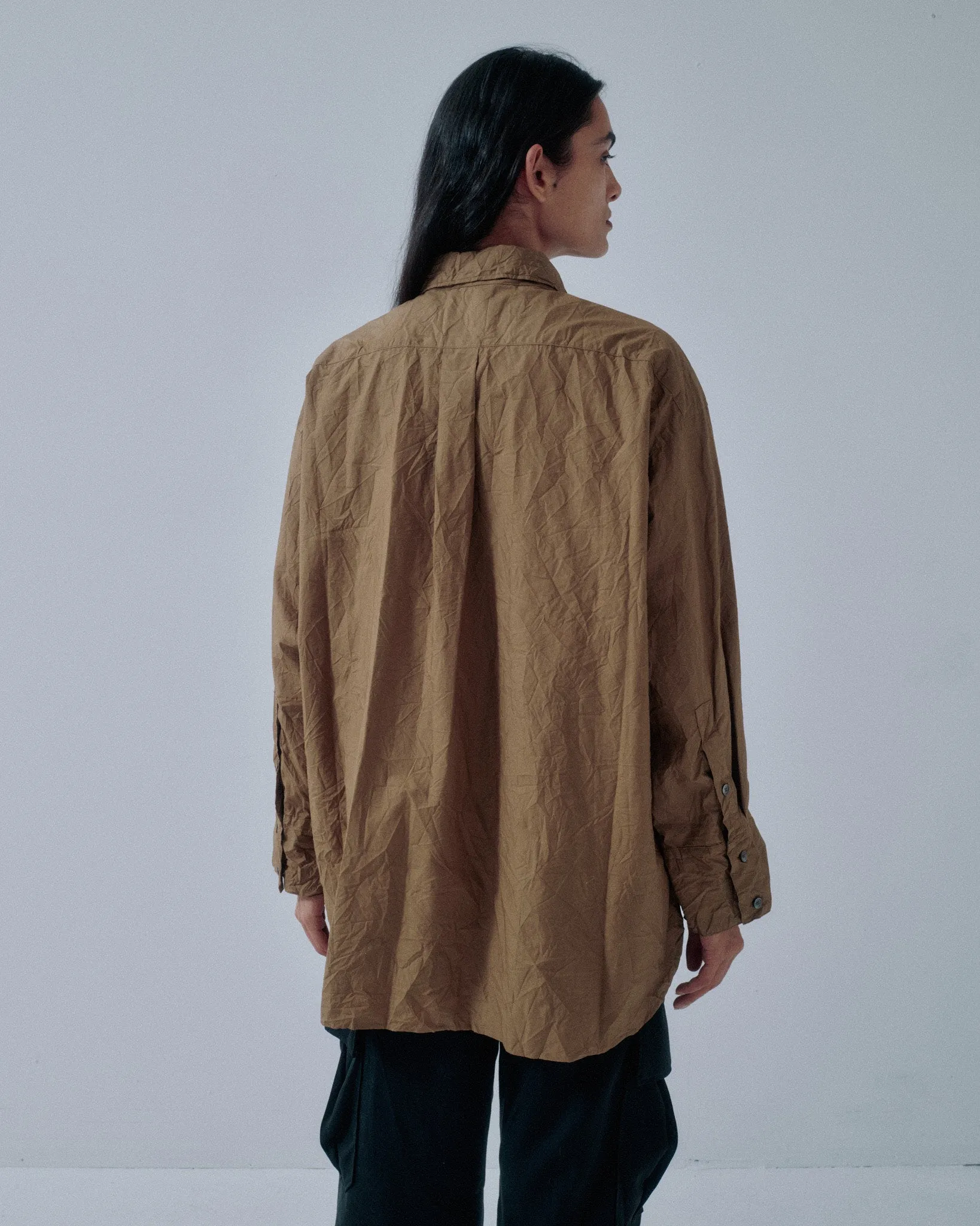 JP PRE CRINKLED OVERSIZED SHIRT IN WALNUT sold by Sayaka Davis product image thumbnail 3