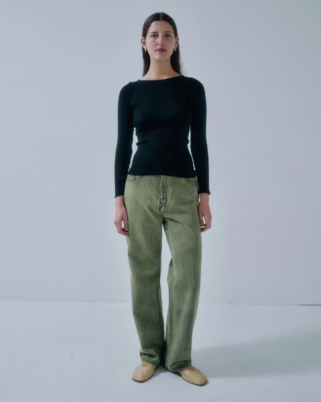 Us Pre Circular Rib Crewneck in Black made by Sayaka Davis