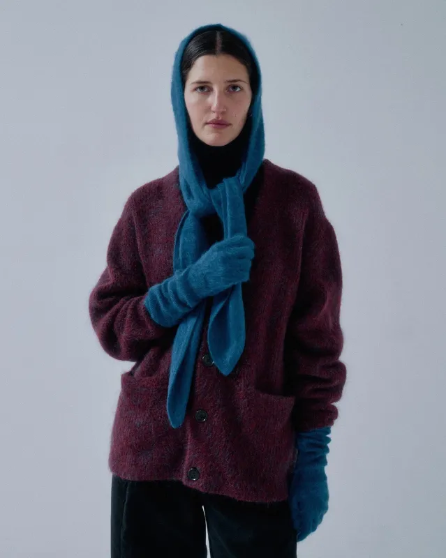 Us Pre Hooded Cashmere Scarf in Cobalt made by Sayaka Davis