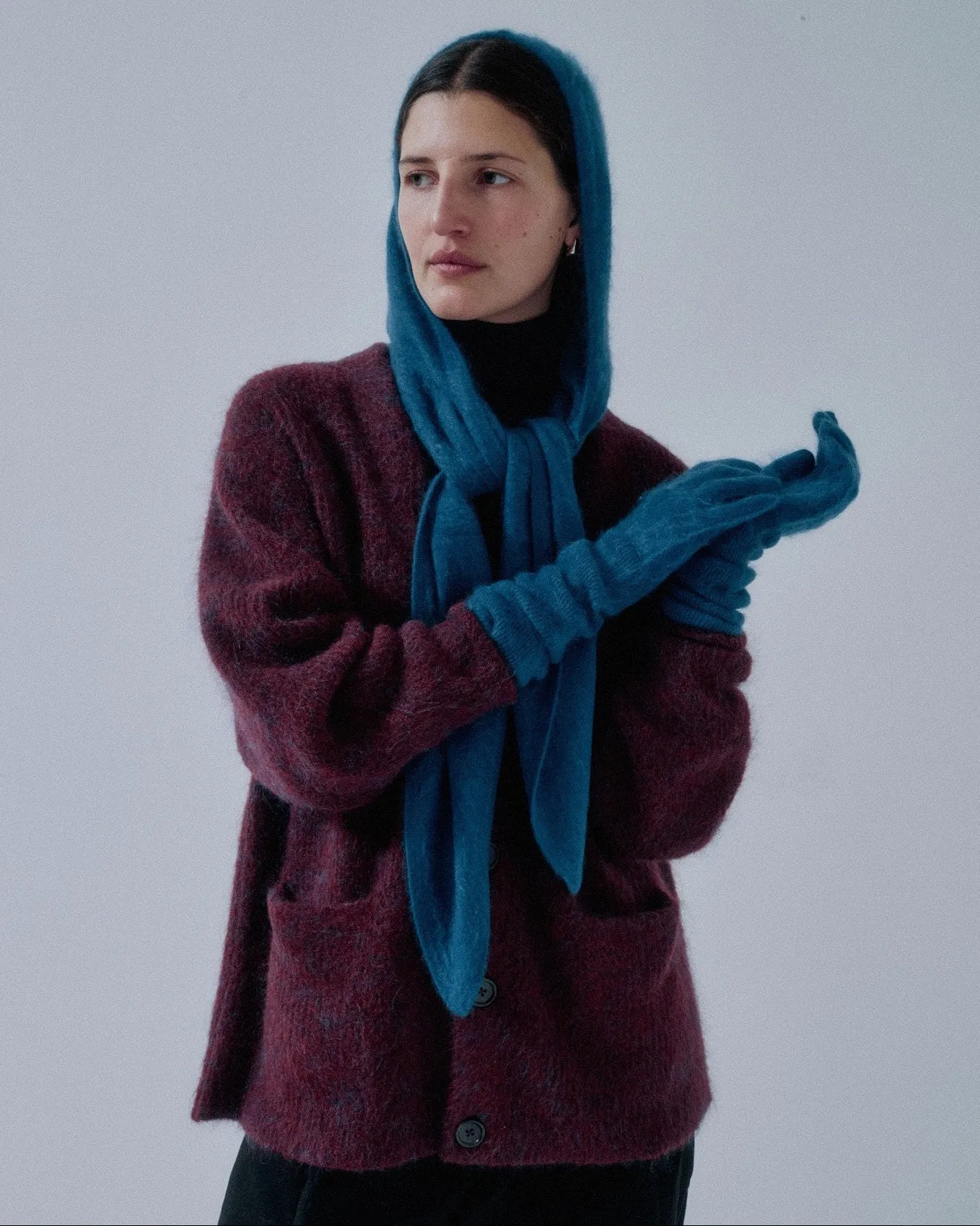 Us Pre Hooded Cashmere Scarf in Cobalt sold by Sayaka Davis product image thumbnail 2