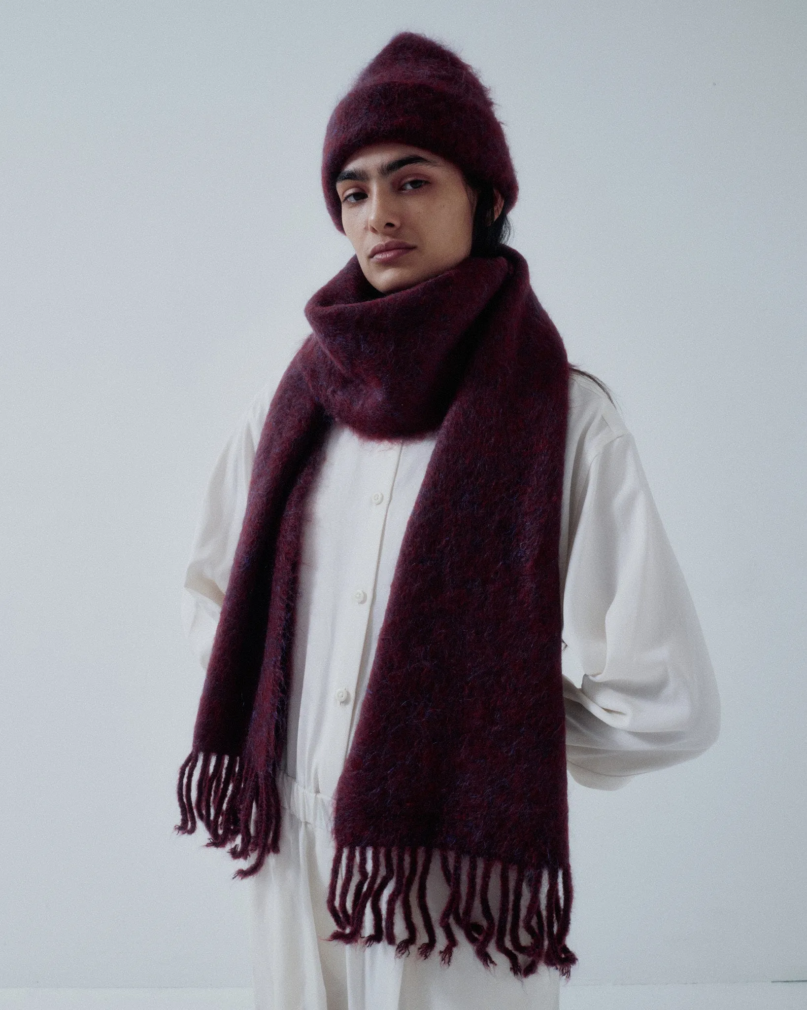 Us Pre Brushed Mohair Scarf in Mulberry sold by Sayaka Davis product image thumbnail 3