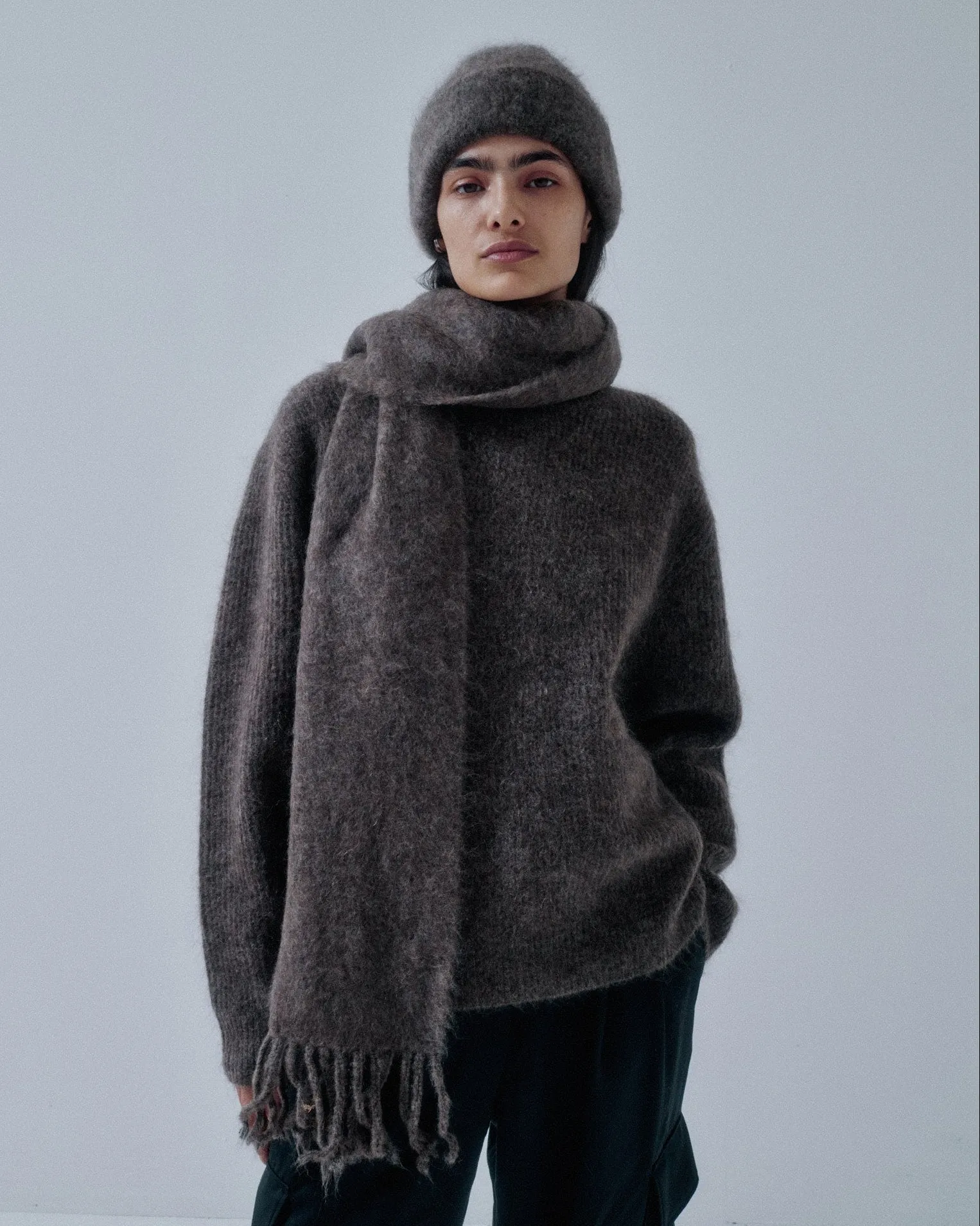 Us Pre Brushed Mohair Scarf in Ash Brown sold by Sayaka Davis