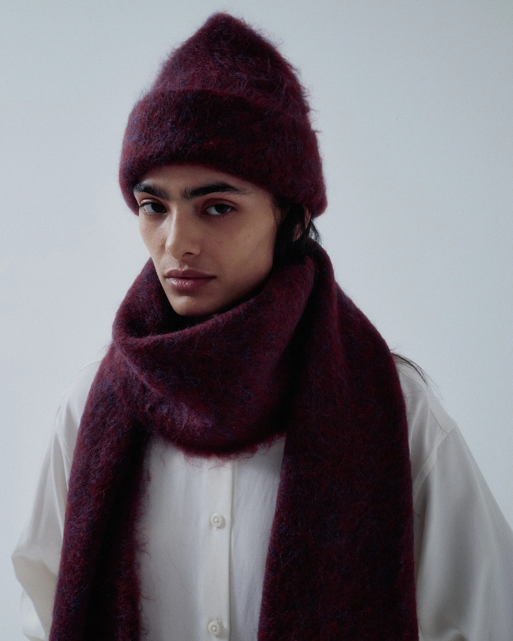 Us Pre Brushed Mohair Beanie in Mulberry sold by Sayaka Davis product image thumbnail 3