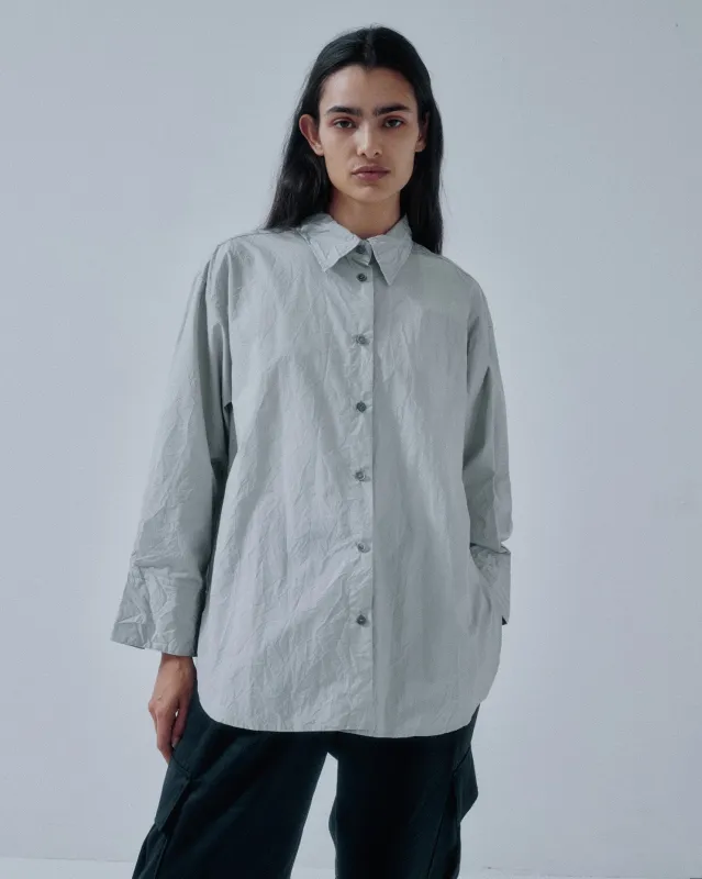 Us Pre Crinkled Oversized Shirt in Moon Gray sold by Sayaka Davis