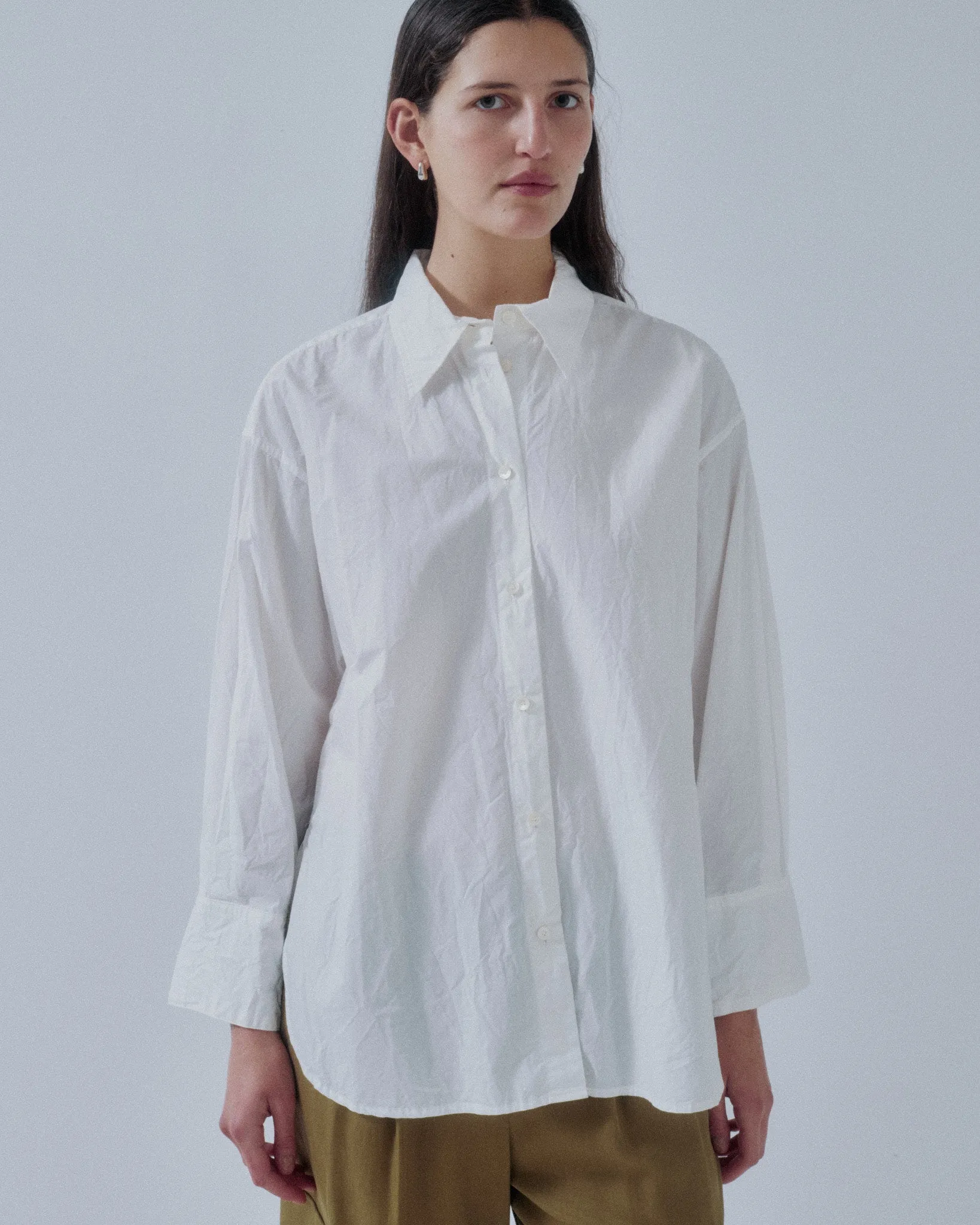Us Pre Crinkled Oversized Shirt in White sold by Sayaka Davis