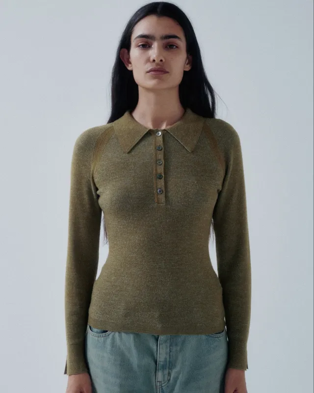 Us Pre Combo Ribbed Polo in Pickle x Sky Blue sold by Sayaka Davis