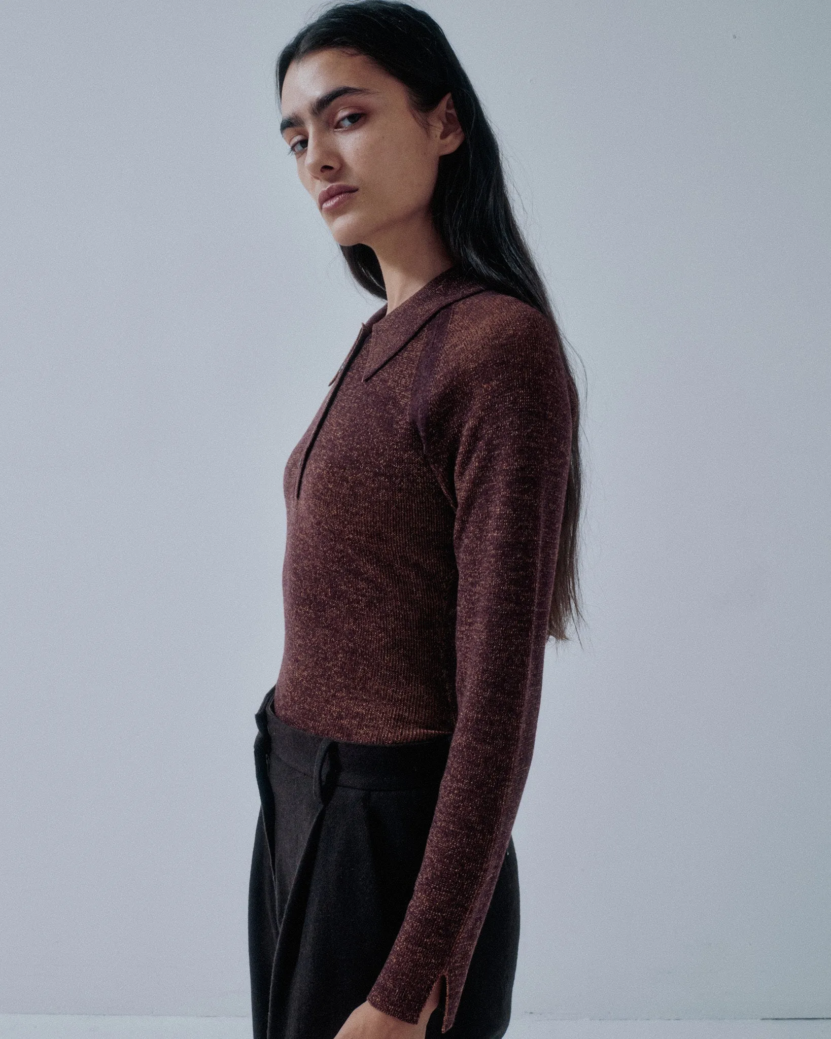 Us Pre Combo Ribbed Polo in Choclate x Orange sold by Sayaka Davis product image thumbnail 3