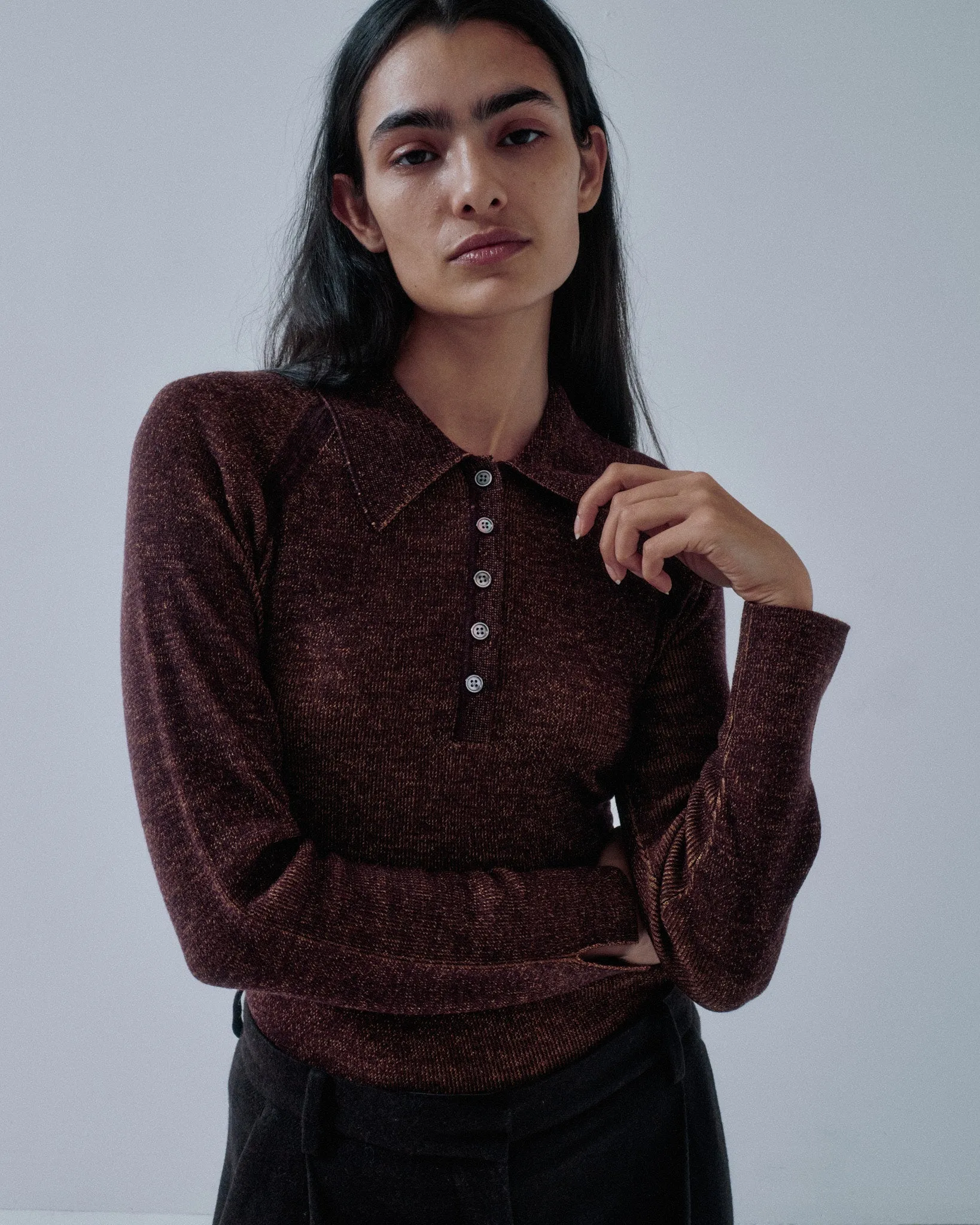 Us Pre Combo Ribbed Polo in Choclate x Orange sold by Sayaka Davis product image thumbnail 2