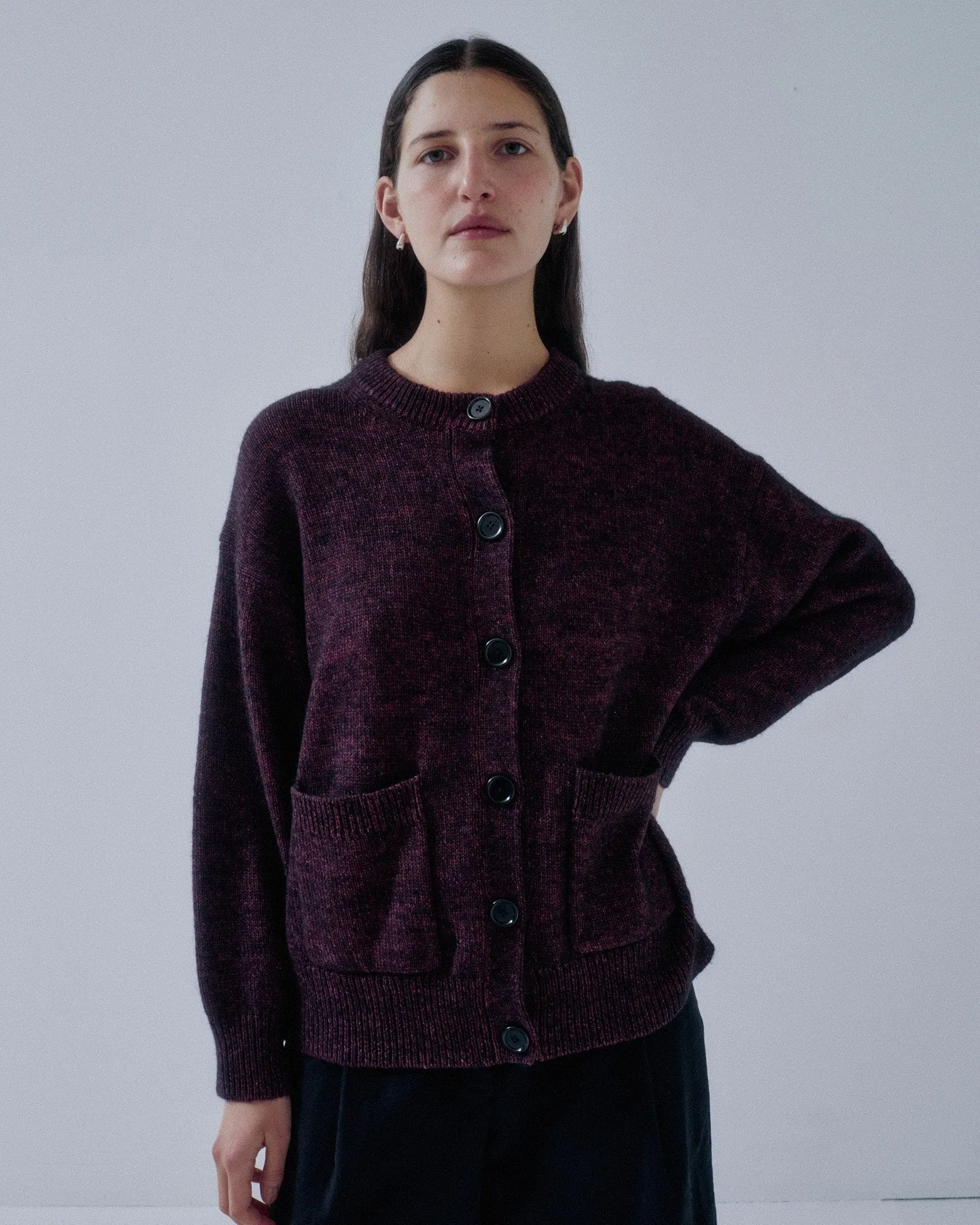 Us Pre Tweed Yarn Cardigan in Speckled Purple sold by Sayaka Davis product image thumbnail 4