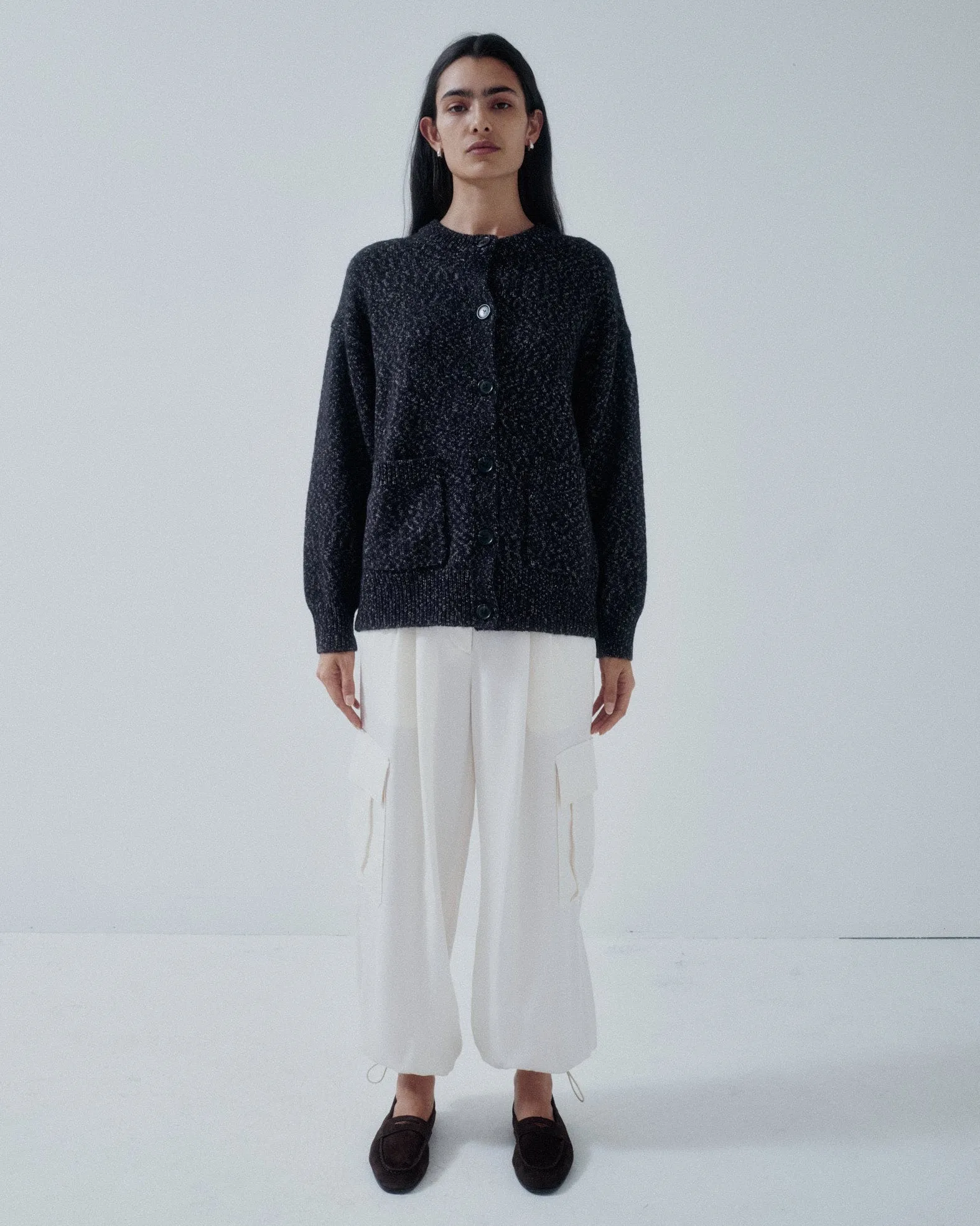 Us Pre Tweed Yarn Cardigan in Speckled Black sold by Sayaka Davis product image thumbnail 4