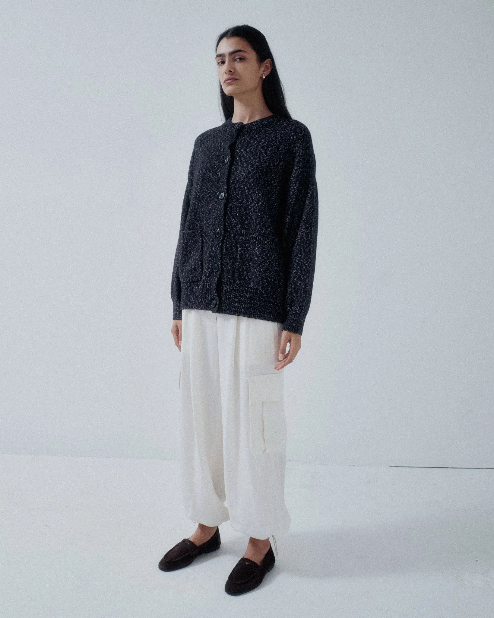 Us Pre Tweed Yarn Cardigan in Speckled Black sold by Sayaka Davis product image thumbnail 5
