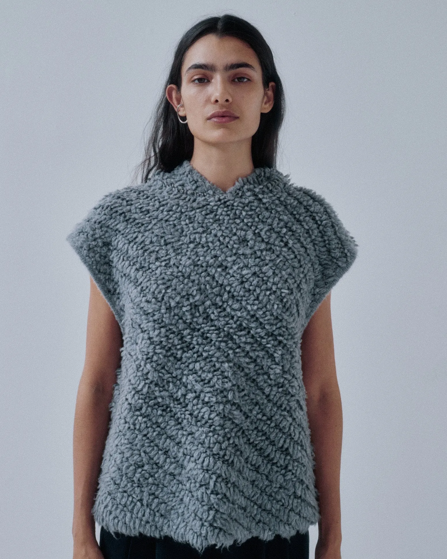 Us Pre Pile Hoodie Vest in Gray sold by Sayaka Davis