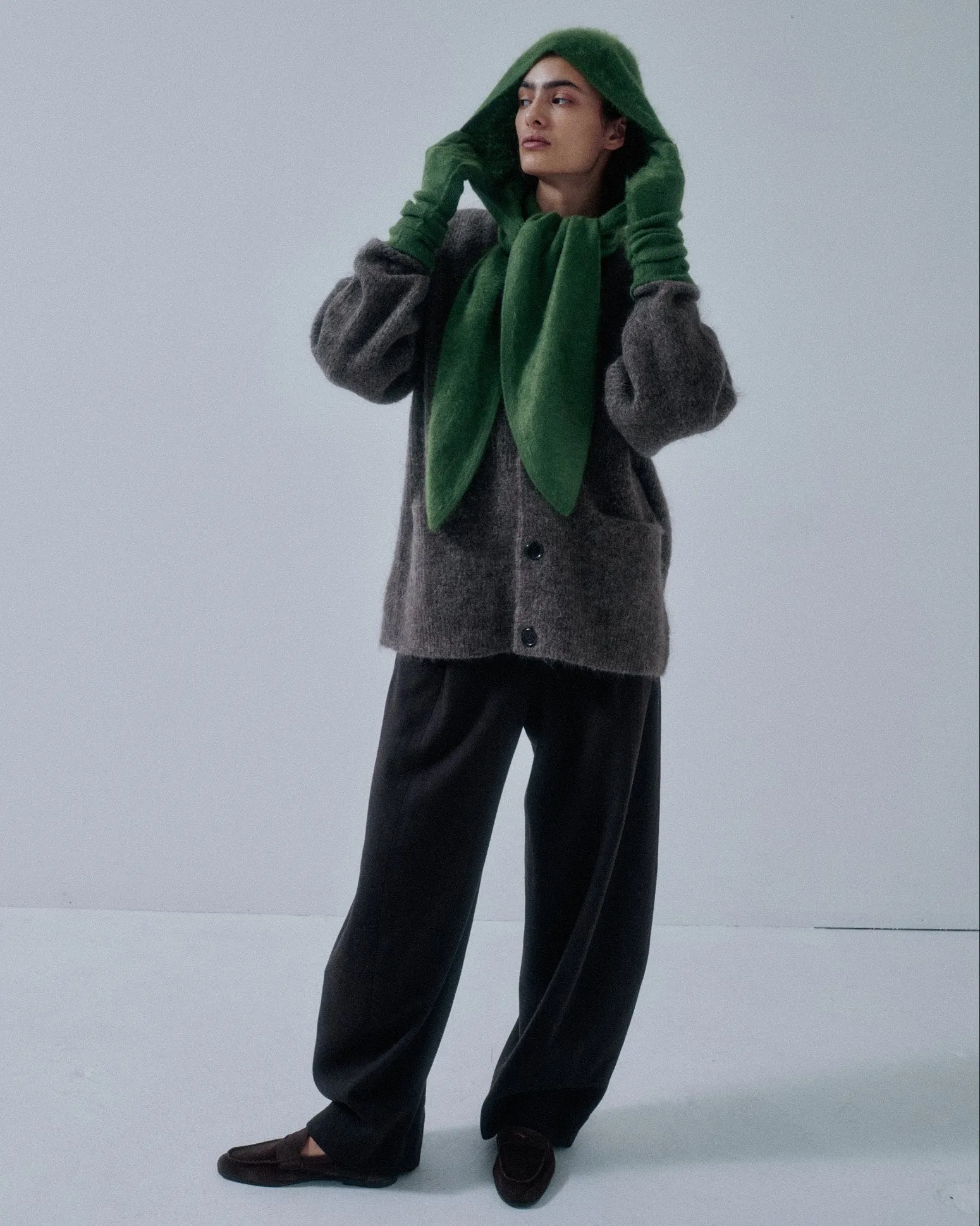 Us Pre Hooded Cashmere Scarf in Cactus sold by Sayaka Davis product image thumbnail 5