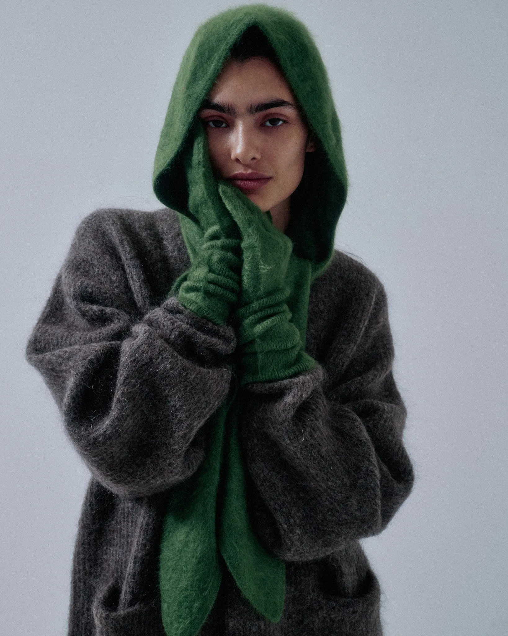 Us Pre Hooded Cashmere Scarf in Cactus sold by Sayaka Davis product image thumbnail 3