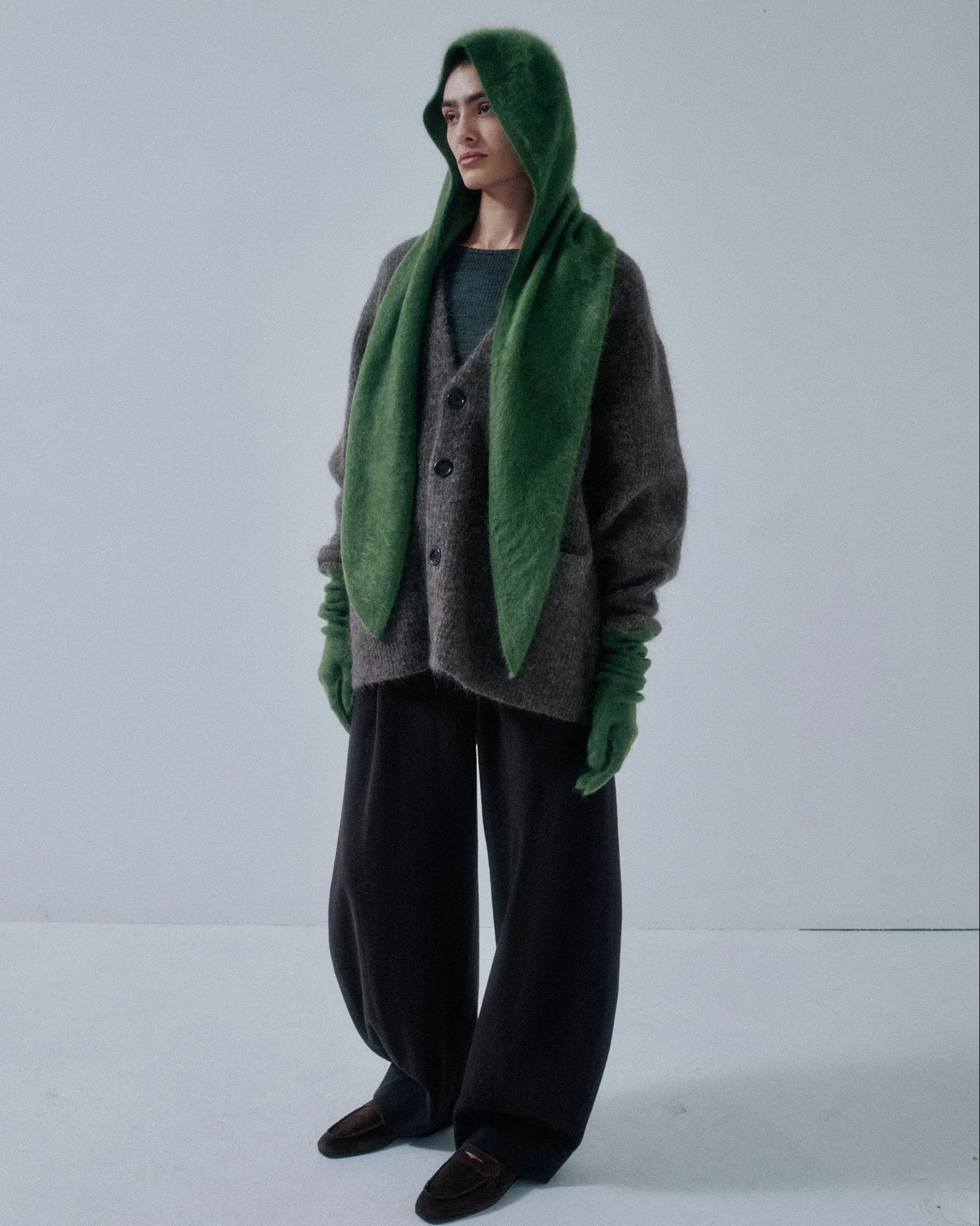 Us Pre Hooded Cashmere Scarf in Cactus sold by Sayaka Davis product image thumbnail 4