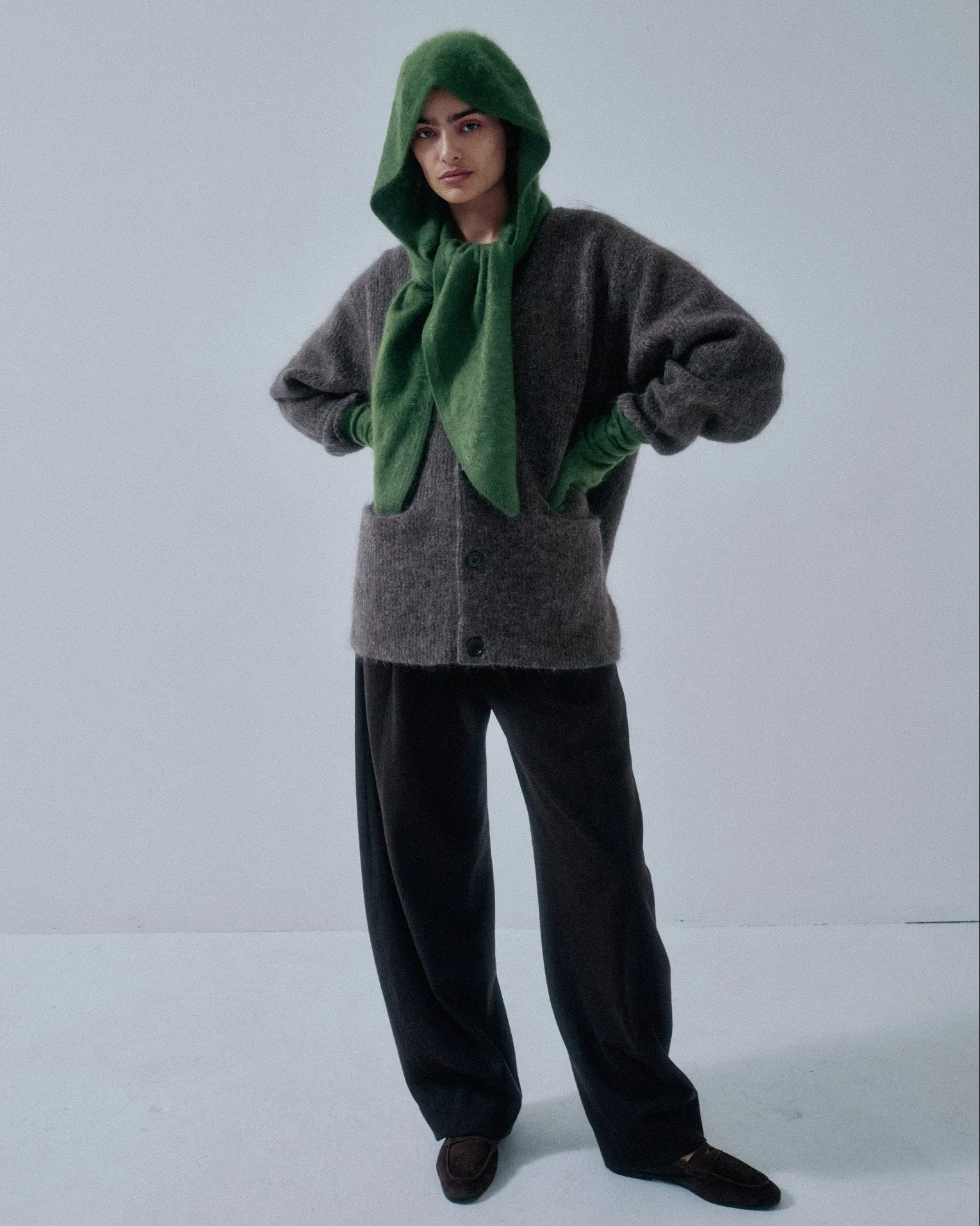 Us Pre Hooded Cashmere Scarf in Cactus sold by Sayaka Davis