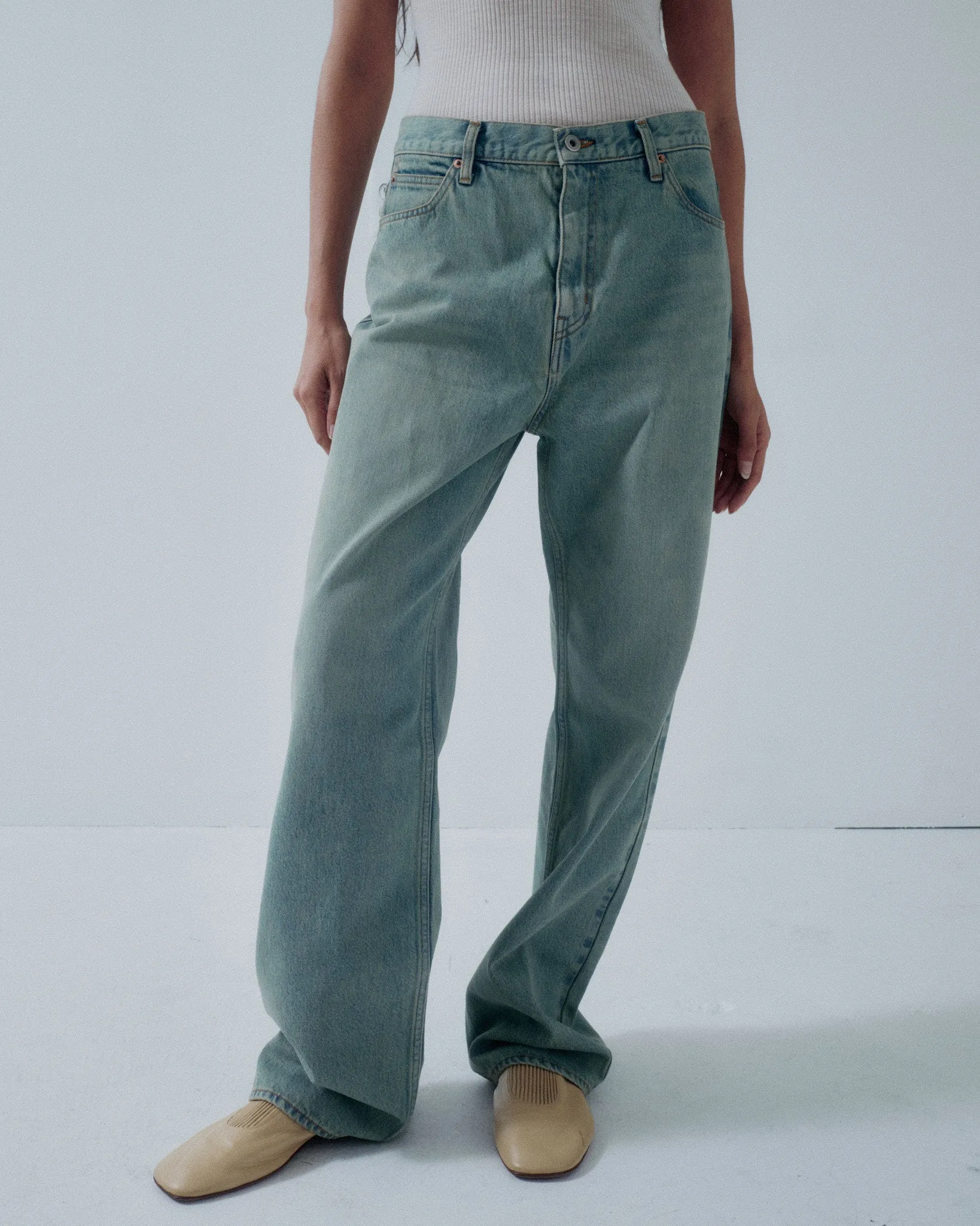 Us Pre Dad Fit Denim in Vintage Blue sold by Sayaka Davis