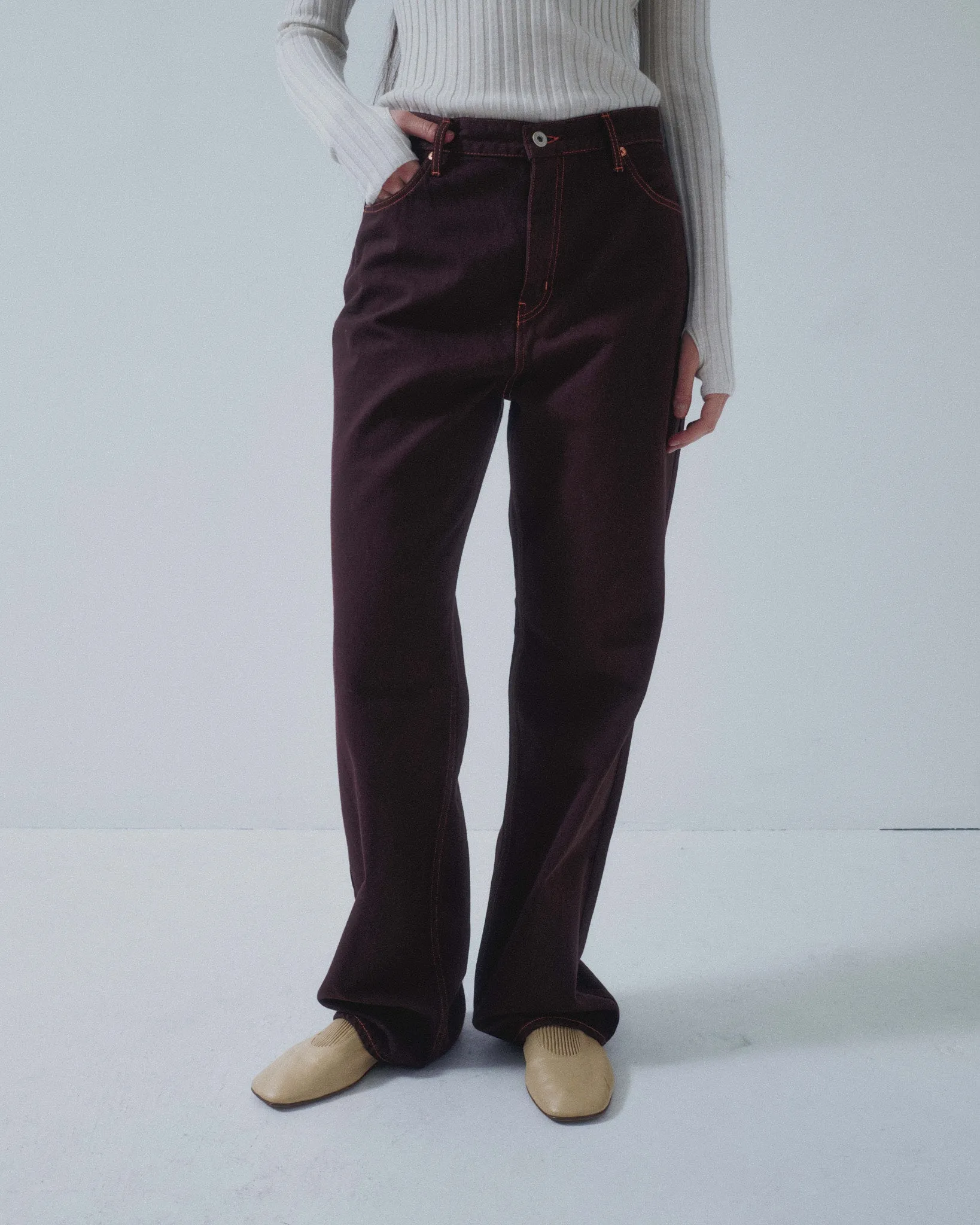 Us Pre Dad Fit Denim in Sangria sold by Sayaka Davis