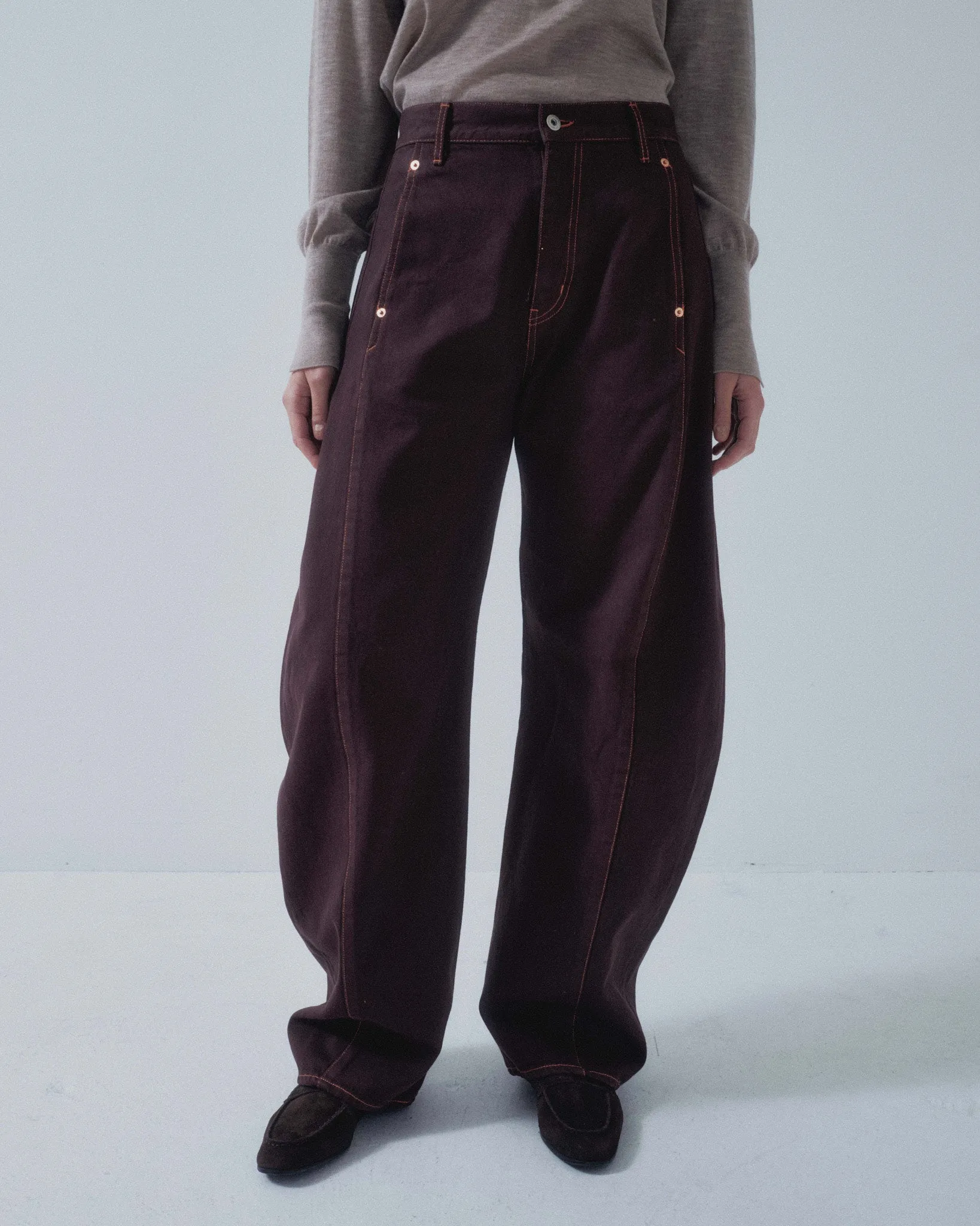 Us Pre Barrel Denim in Sangria sold by Sayaka Davis