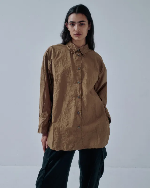 Us Pre Crinkled Oversized Shirt in Walnut sold by Sayaka Davis