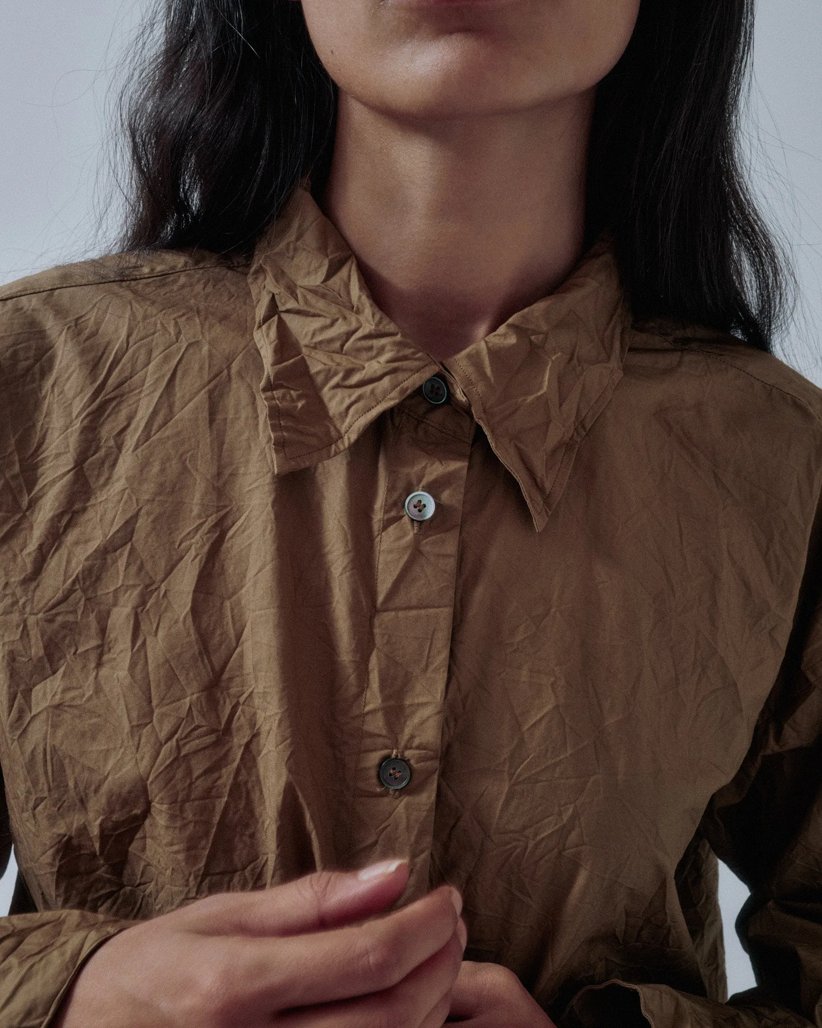 Us Pre Crinkled Oversized Shirt in Walnut sold by Sayaka Davis product image thumbnail 5