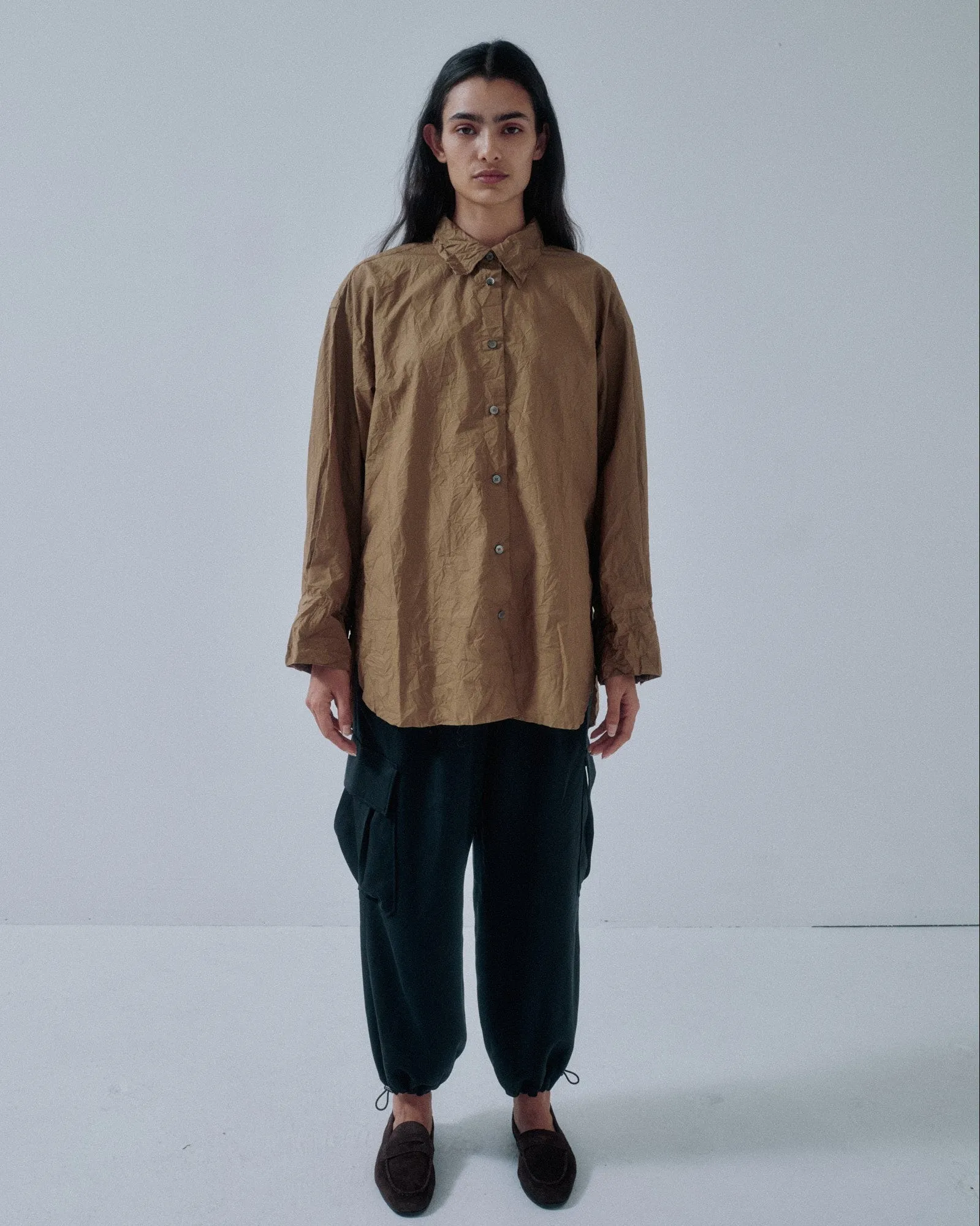 Us Pre Crinkled Oversized Shirt in Walnut sold by Sayaka Davis product image thumbnail 2