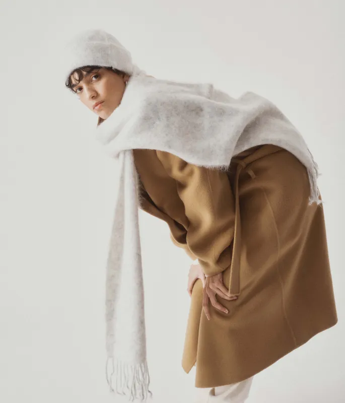 Brushed Mohair Beanie in Blizzard made by Sayaka Davis