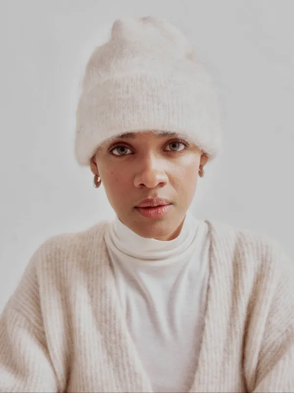 Brushed Mohair Beanie in Wheat made by Sayaka Davis